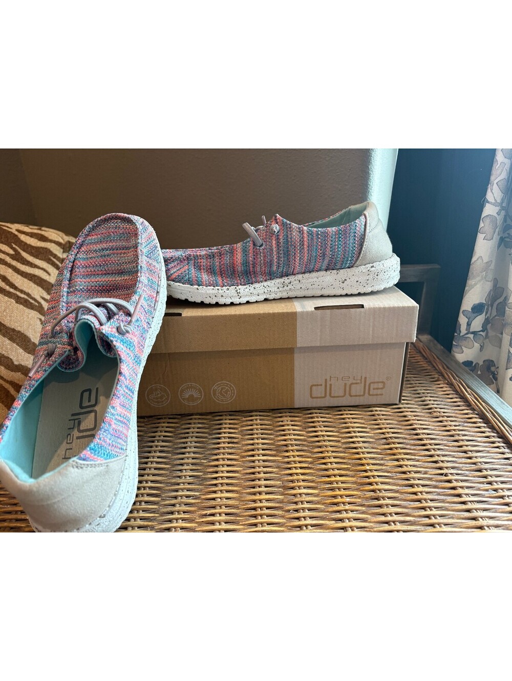 Hey Dude Wendy Sox Slip-On Shoes in Sunset Pink, Size 7
